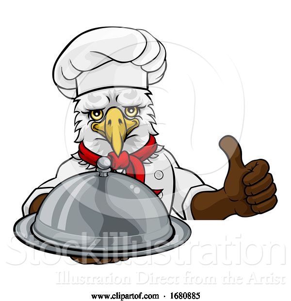Vector Illustration of Cartoon Eagle Chef Mascot Sign Character