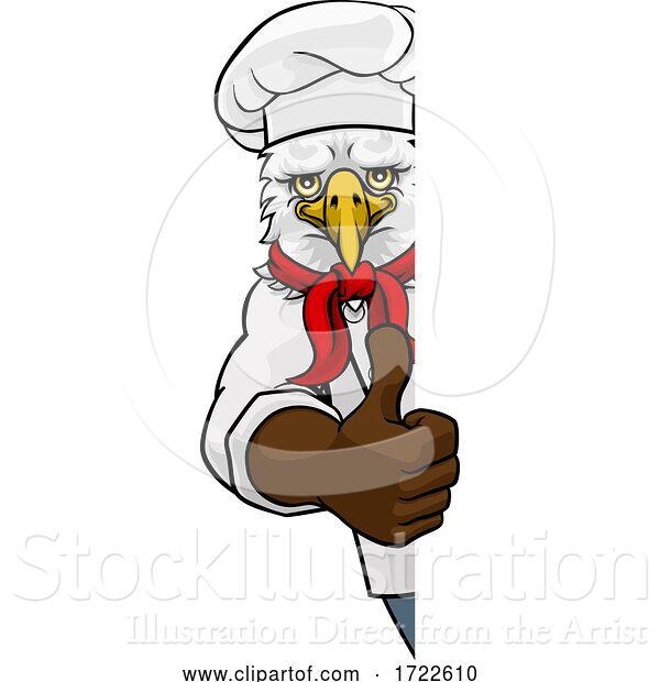 Vector Illustration of Cartoon Eagle Chef Mascot Sign Character