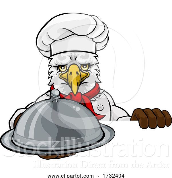 Vector Illustration of Cartoon Eagle Chef Mascot Sign Character