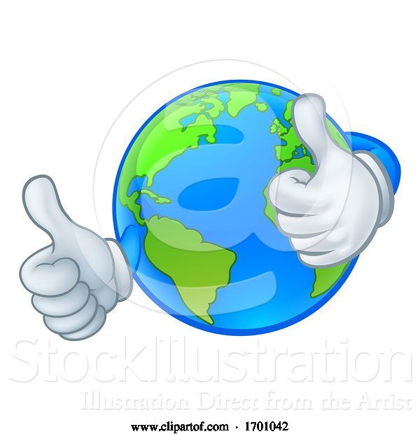 Vector Illustration of Cartoon Earth Globe World Character Mascot