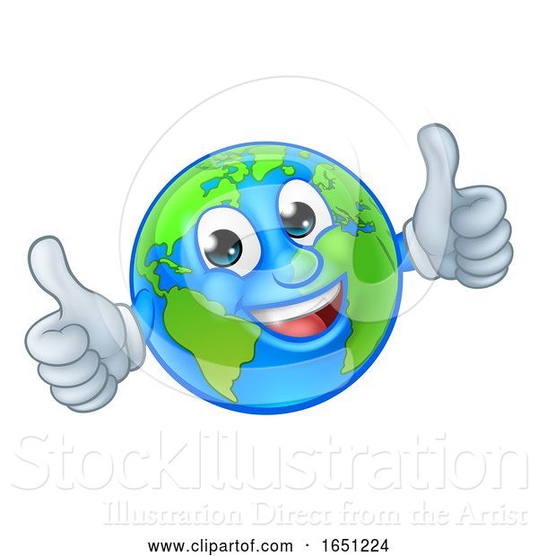 Vector Illustration of Cartoon Earth Globe World Mascot Character