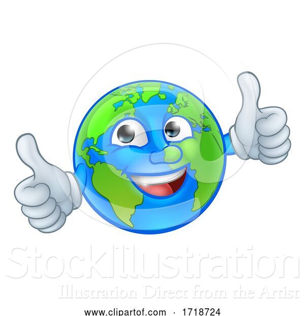 Vector Illustration of Cartoon Earth Globe World Mascot Character