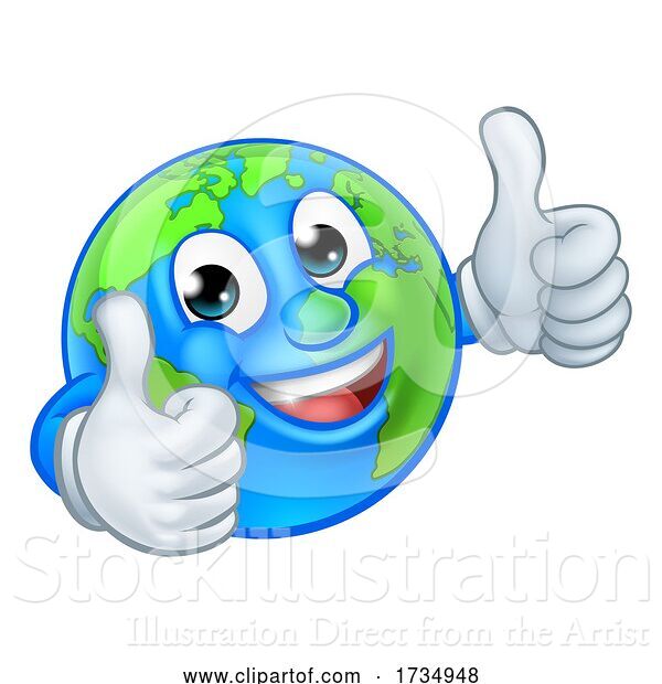 Vector Illustration of Cartoon Earth Globe World Mascot Character