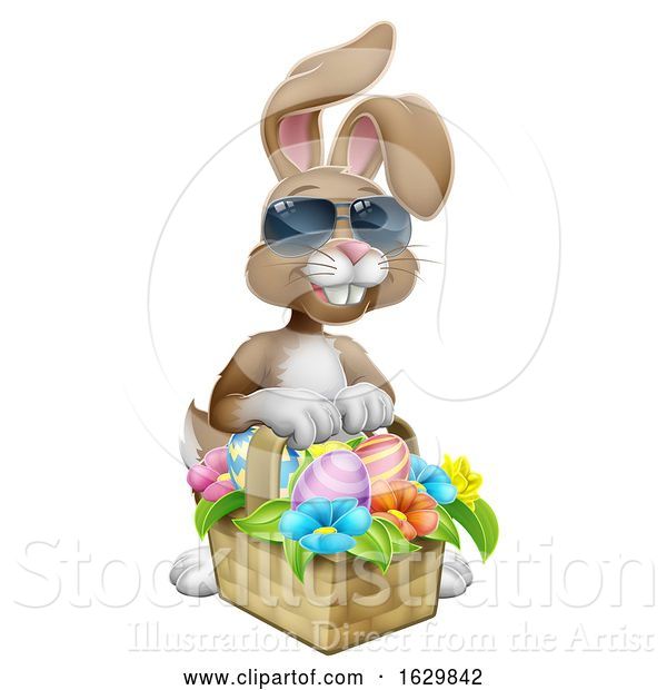Vector Illustration of Cartoon Easter Bunny in Shades Rabbit Eggs Hunt Cartoon
