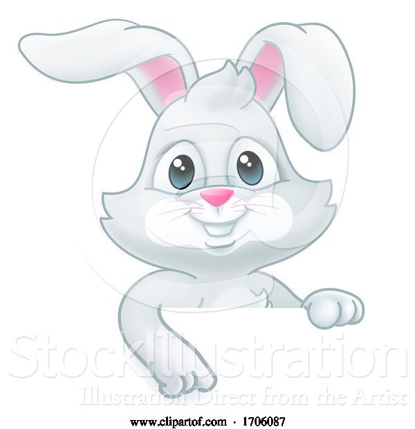 Vector Illustration of Cartoon Easter Bunny Rabbit Sign