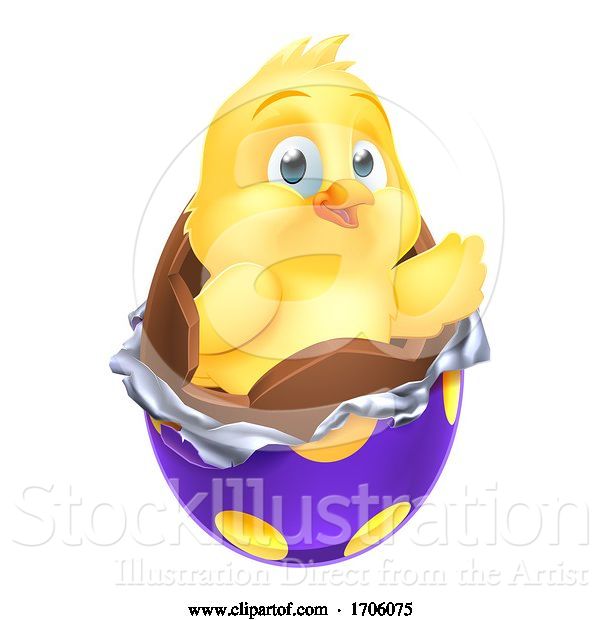 Vector Illustration of Cartoon Easter Egg Chick Little Baby Chicken Bird Cartoon