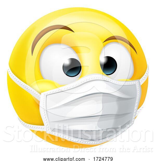 Vector Illustration of Cartoon Emoticon Emoji PPE Medical Mask Face Icon