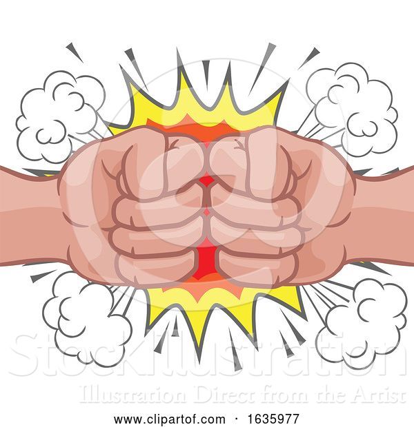 Vector Illustration of Cartoon Fist Bump Explosion Hands Punch Cartoon