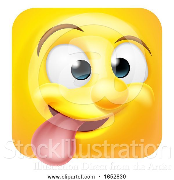 Vector Illustration of Cartoon Funny Cheeky Emoji Emoticon Icon Character