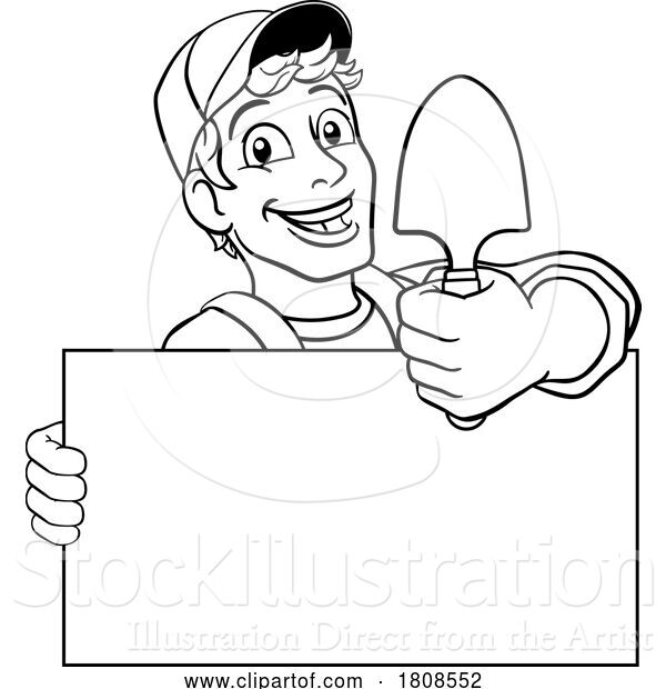 Vector Illustration of Cartoon Gardener Garden Tool Guy Farmer Mascot