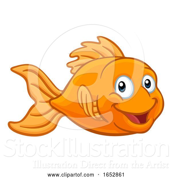 Vector Illustration of Cartoon Gold Fish or Goldfish Character