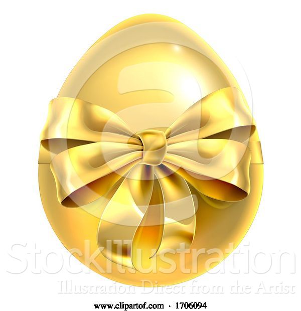 Vector Illustration of Cartoon Golden Easter Egg Bow Ribbon Design