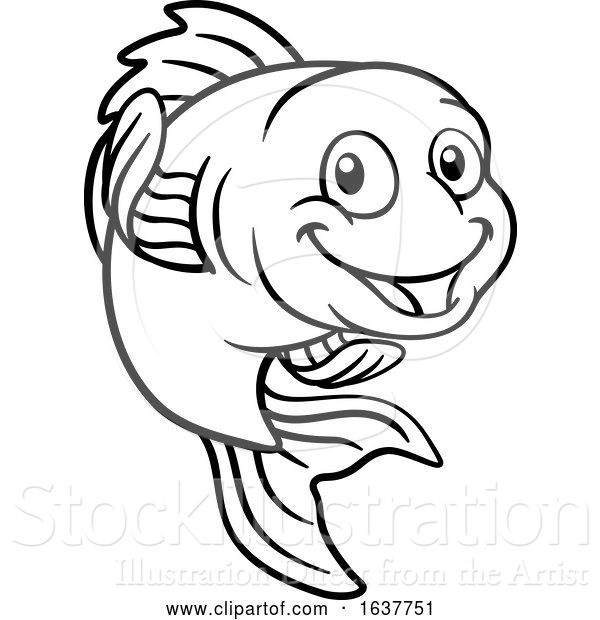 Vector Illustration of Cartoon Goldfish or Gold Fish Character