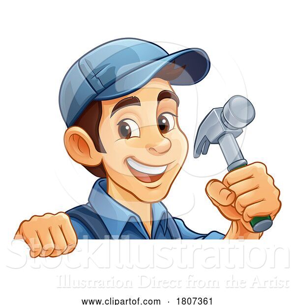 Vector Illustration of Cartoon Hammer Carpenter Construction Builder Handyman