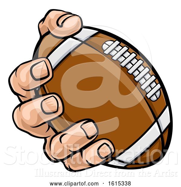 Vector Illustration of Cartoon Hand Holding American Football Ball