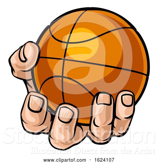 Vector Illustration of Cartoon Hand Holding Basketball Ball