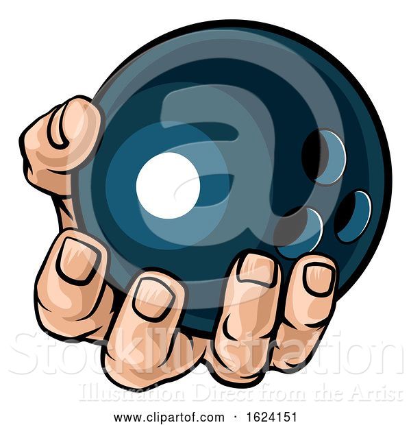 Vector Illustration of Cartoon Hand Holding Bowling Ball