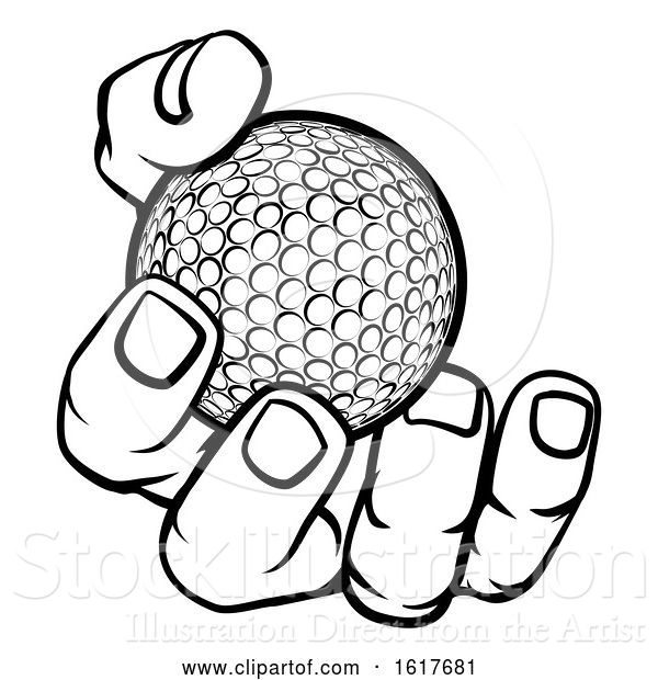 Vector Illustration of Cartoon Hand Holding Golf Ball