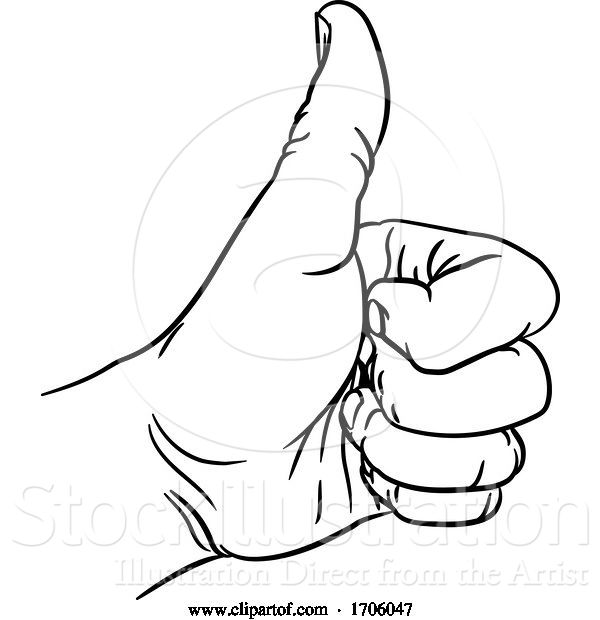 Vector Illustration of Cartoon Hand Thumbs up Gesture Thumb out Fingers in Fist