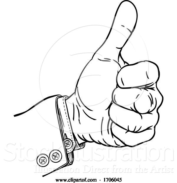 Vector Illustration of Cartoon Hand Thumbs up Gesture Thumb out Fingers in Fist