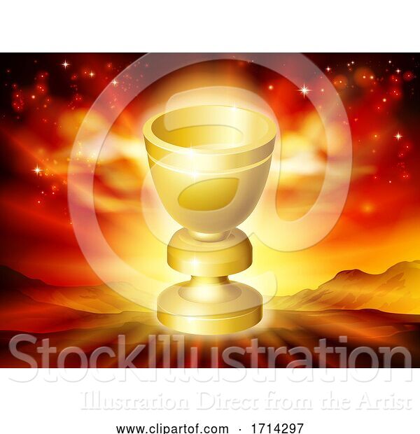 Vector Illustration of Cartoon Holy Grail Cup Gold Chalice Goblet