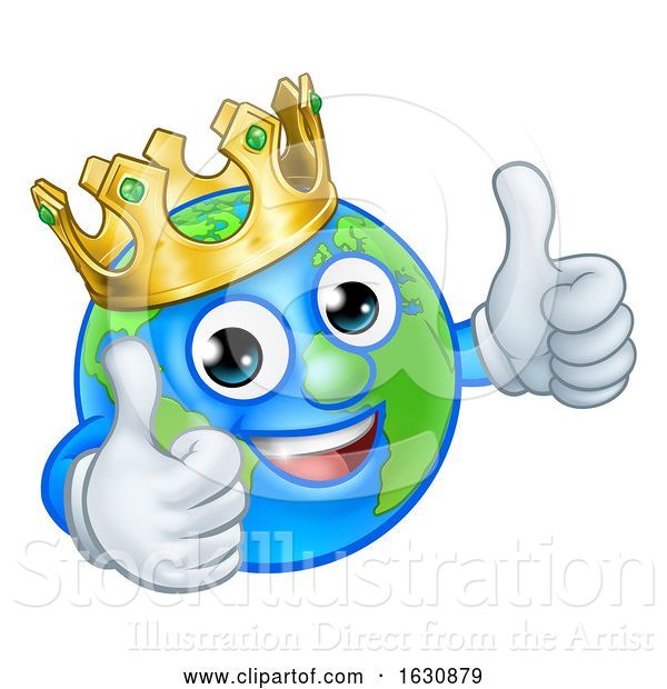 Vector Illustration of Cartoon King Earth Globe World Mascot Character