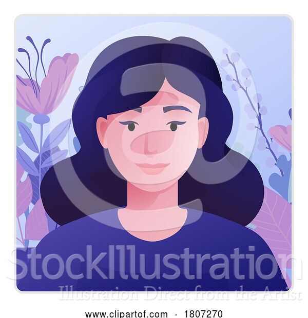 Vector Illustration of Cartoon Lady Profile Illustration Internet Call Avatar
