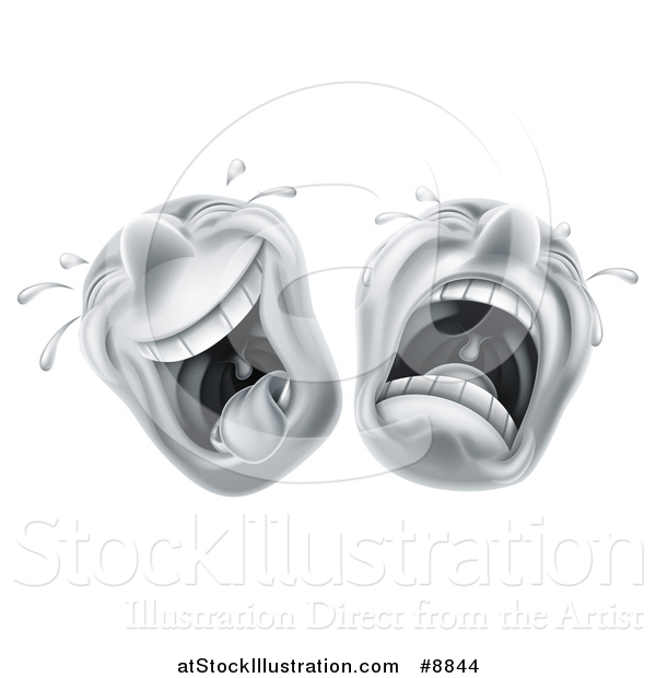 Vector Illustration of Cartoon Laughing and Crying Trajedy and Comedy Theater Emoji Emoticons