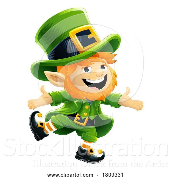 Vector Illustration of Cartoon Leprechaun Cute Irish St Patricks Day Cartoon