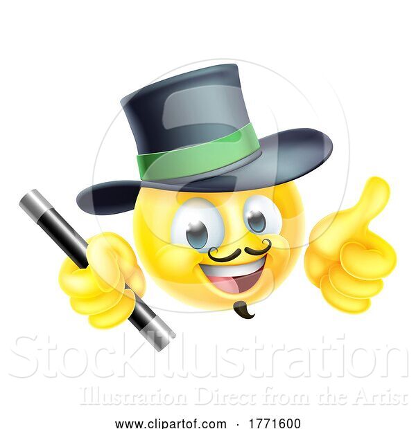 Vector Illustration of Cartoon Magician Emoticon Face Thumbs up Icon