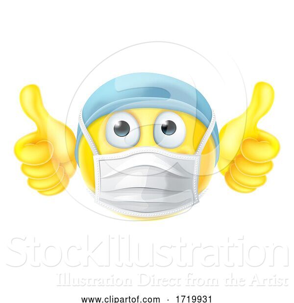 Vector Illustration of Cartoon Mask Emoticon Emoji Thumbs up PPE Doctor Nurse