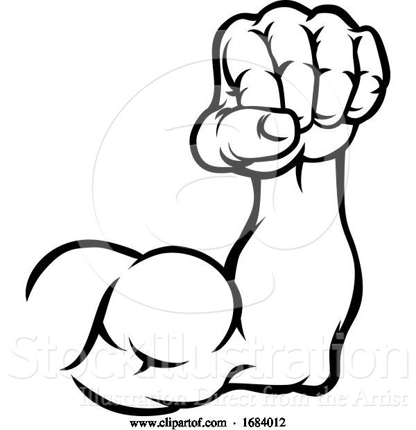 Vector Illustration of Cartoon Muscular Arm Bicep Muscle and Fist