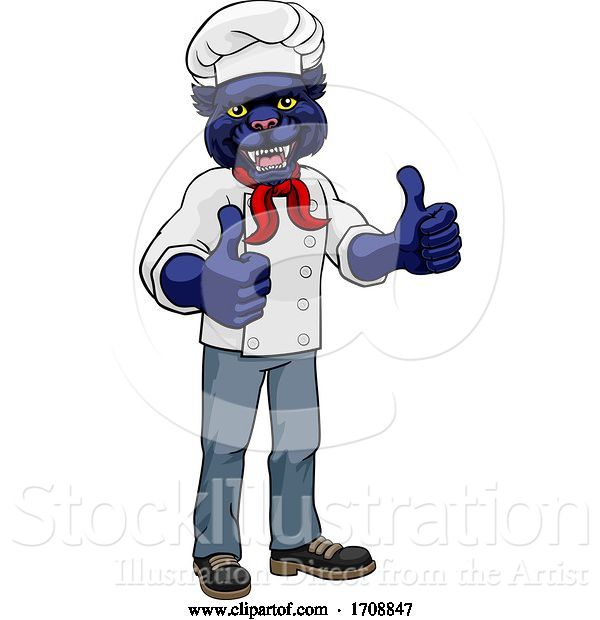 Vector Illustration of Cartoon Panther Chef Mascot Character