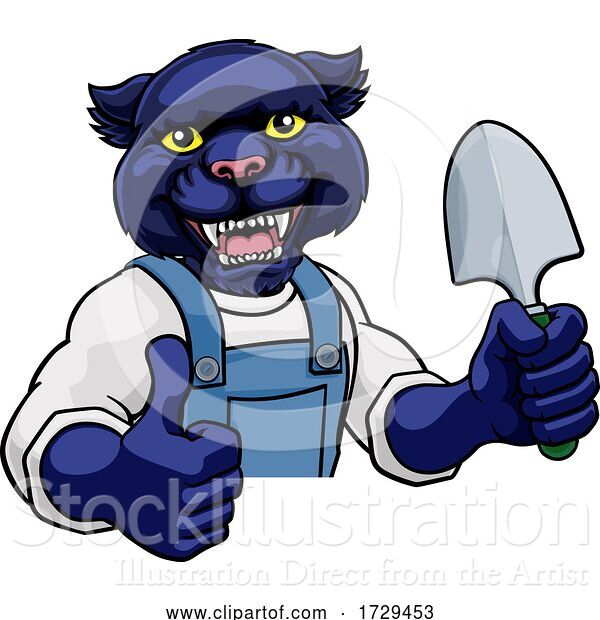 Vector Illustration of Cartoon Panther Gardener Gardening Animal Mascot