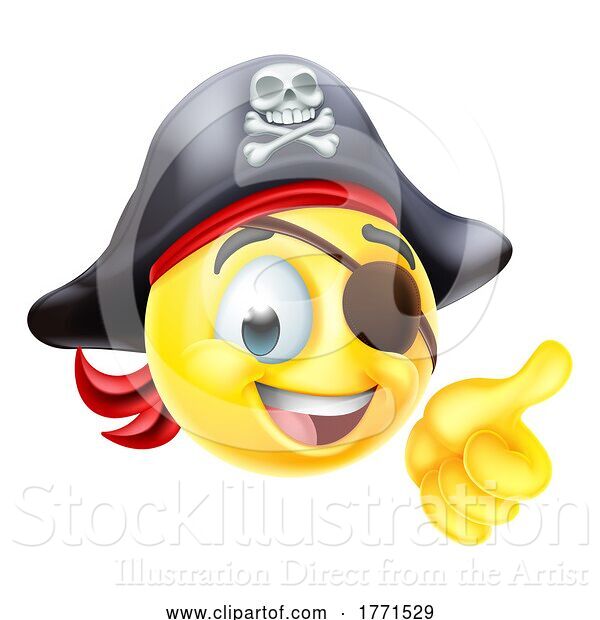 Vector Illustration of Cartoon Pirate Thumbs up Emoticon Face
