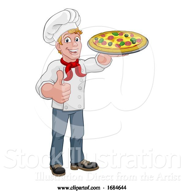 Vector Illustration of Cartoon Pizza Chef Cartoon