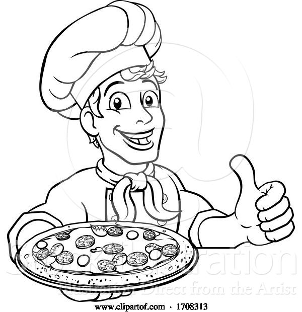 Vector Illustration of Cartoon Pizza Chef Cartoon