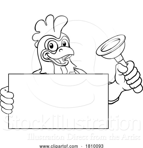 Vector Illustration of Cartoon Plumber Chicken Plunger Plumbing Mascot