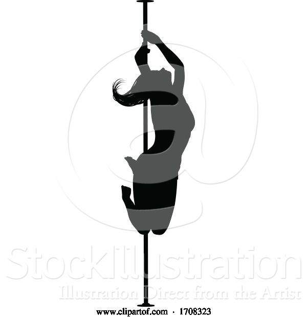 Vector Illustration of Cartoon Pole Dancer Lady Silhouette