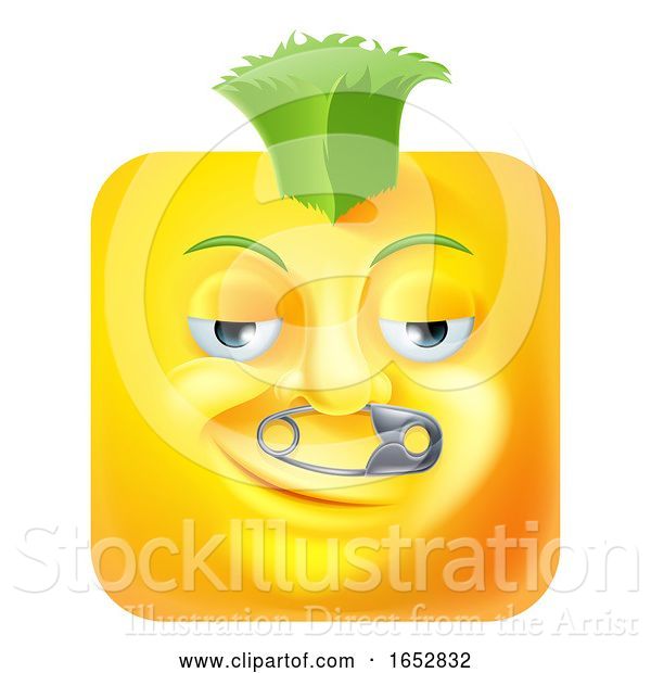 Vector Illustration of Cartoon Punk Mohawk Emoji Emoticon Icon Character