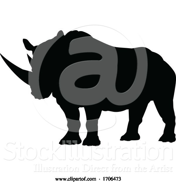 Vector Illustration of Cartoon Rhino Animal Silhouette