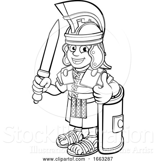 Vector Illustration of Cartoon Roman Soldier Character