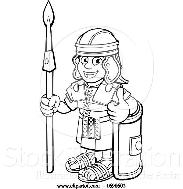 Vector Illustration of Cartoon Roman Soldier Character