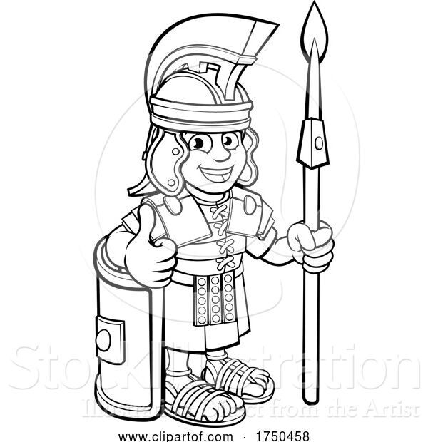Vector Illustration of Cartoon Roman Soldier Character