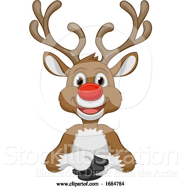 Vector Illustration of Cartoon Santas Christmas Reindeer Character