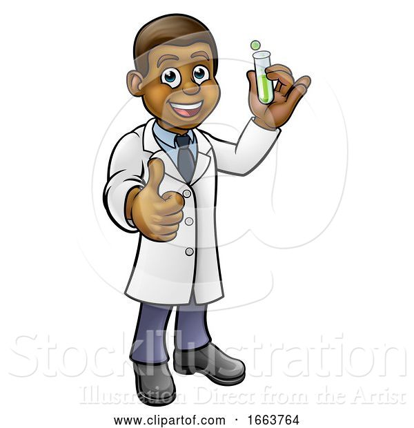 Vector Illustration of Cartoon Scientist Holding Test Tube