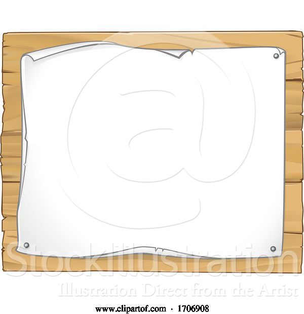 Vector Illustration of Cartoon Scroll Wooden Sign Background