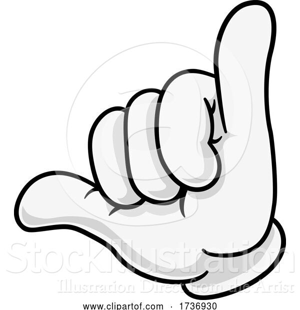 Vector Illustration of Cartoon Shaka Hang Loose Hand Gesture Sign Symbol