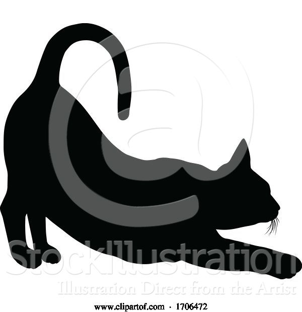 Vector Illustration of Cartoon Silhouette Cat Pet Animal