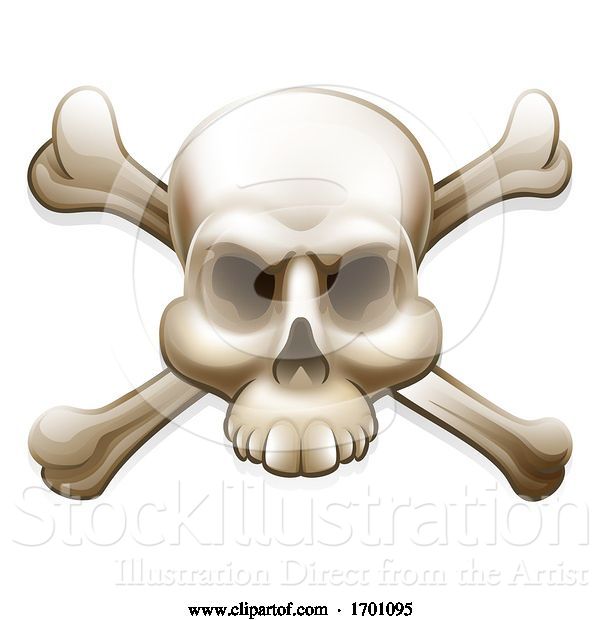 Vector Illustration of Cartoon Skull and Crossbones Pirate Jolly Roger